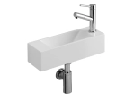 Lave-mains pour toilettes, suspendu et compacte, parfait pour les espaces restreints, Largeur 42 cm, Profondeur 14,5 cm, Hauteur 11 cm, résine minéral, Livraison 5-7 jours OFFERTE.